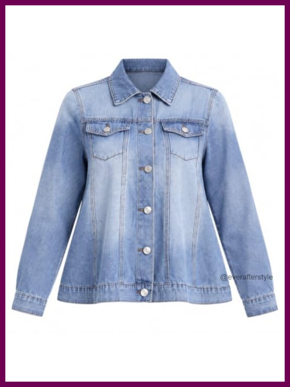Women's A-Line Denim Jacket Pleated Back Button Front Jean Jacket